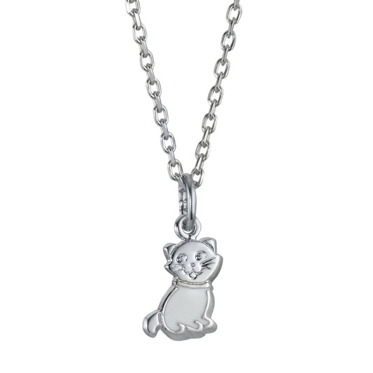 Chaînette avec pendentif Argent Rhodié Chat 36-38 cm