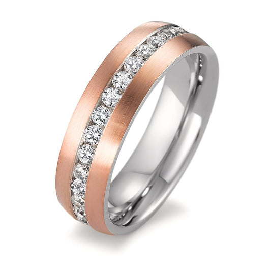 Bague d'éternité Acier inoxydable Zircone rosé PVD