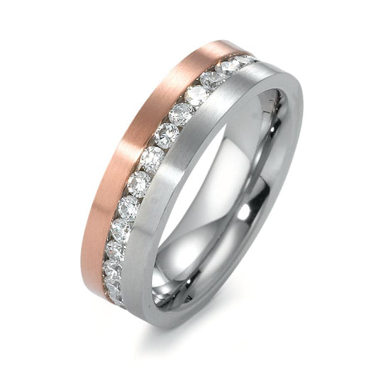 Memory Ring Edelstahl Zirkonia rosé PVD beschichtet