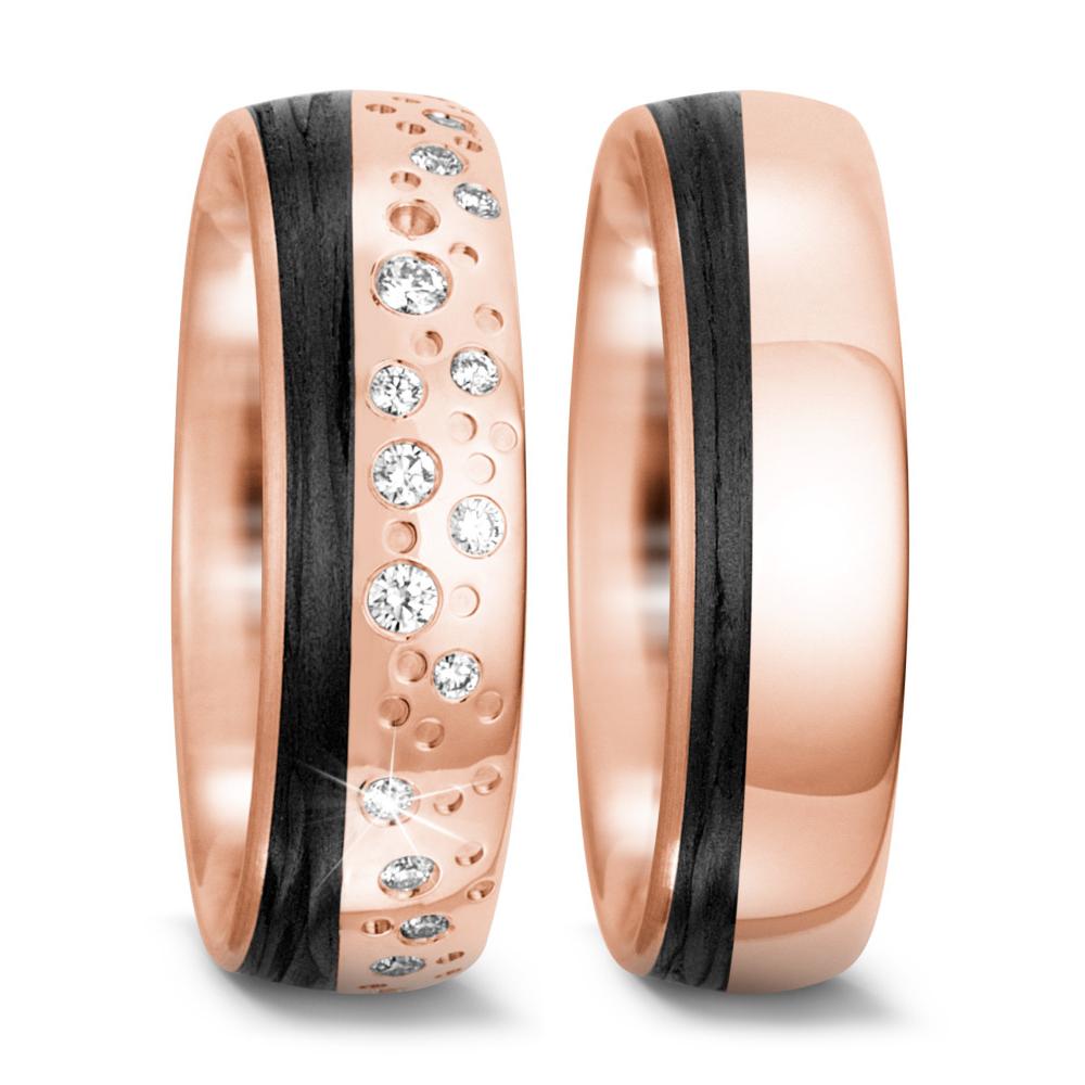 Partnerring 585/14 K Rosegold, Carbon