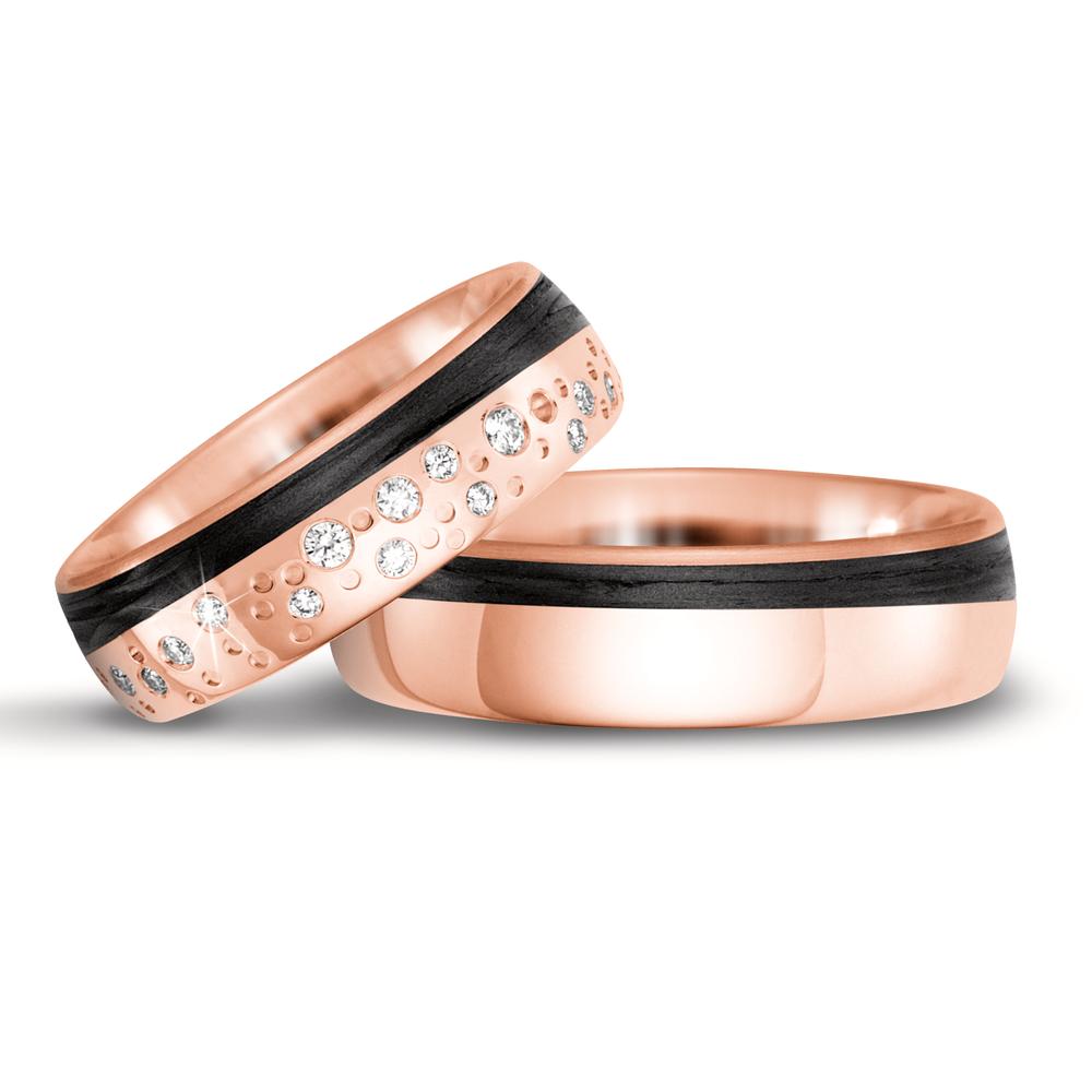 Alliance Or rose 14K, Carbone