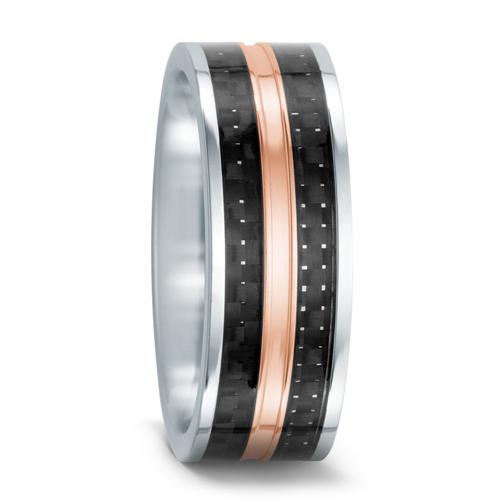 Bague Acier inoxydable, Carbone rosé PVD