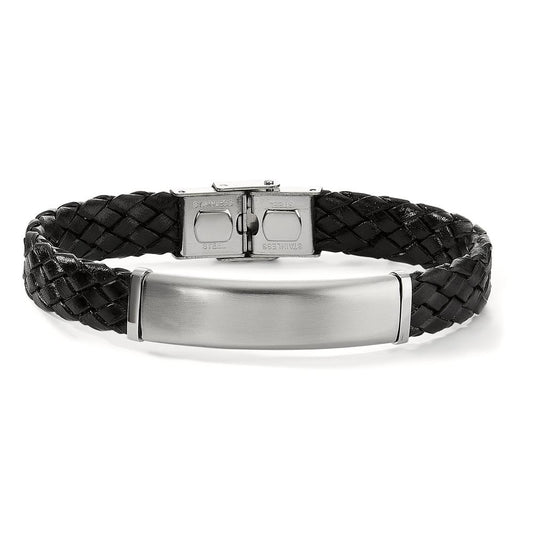 Bracciale con incisione Acciaio inossidabile, Pelle 20 cm