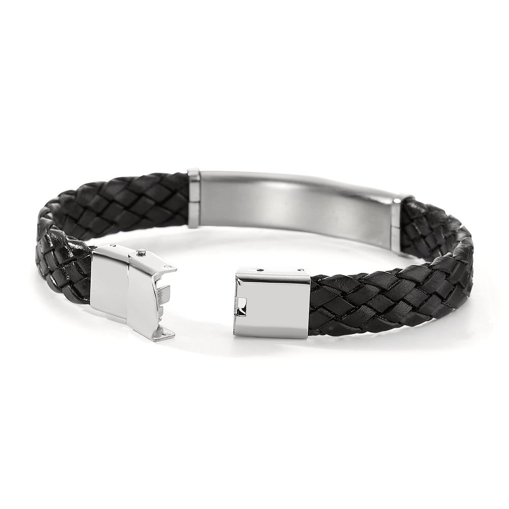 Bracciale con incisione Acciaio inossidabile, Pelle 20 cm