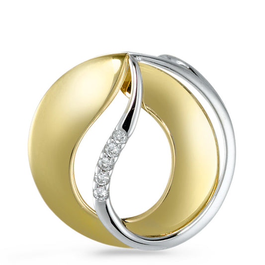 Anhänger 750/18 K Gelbgold, 750/18 K Weissgold Diamant 0.03 ct, 5 Steine, Brillantschliff, w-si Ø15 mm