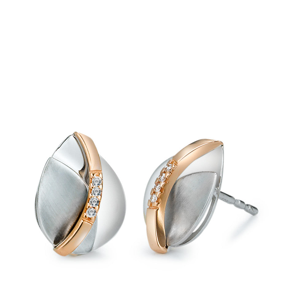 Clous d'oreilles Or rouge 18K, Or blanc 18K Diamant 0.03 ct, 8 Pierres, brillant, w-si