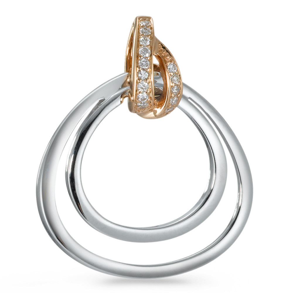 Ciondolo Oro rosso 750/18 carati, Oro bianco 750/18 carati Diamante 0.07 ct, 14 pietra, [Brillant], w-si