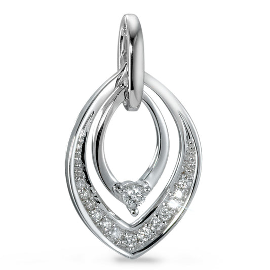 Pendentif Or blanc 18K Diamant 0.11 ct, 14 Pierres, brillant, w-si