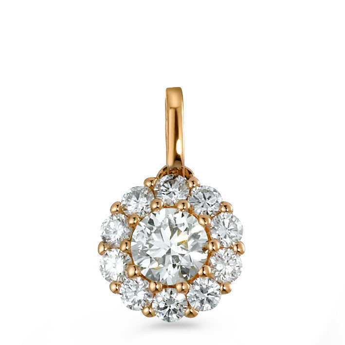 Pendentif Or rouge 18K Diamant 0.50 ct, 11 Pierres, brillant, w-si Ø7 mm