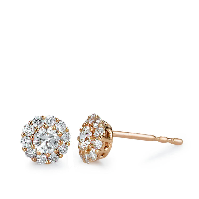 Clous d'oreilles Or rouge 18K Diamant 0.50 ct, 22 Pierres, brillant, w-si Ø6 mm