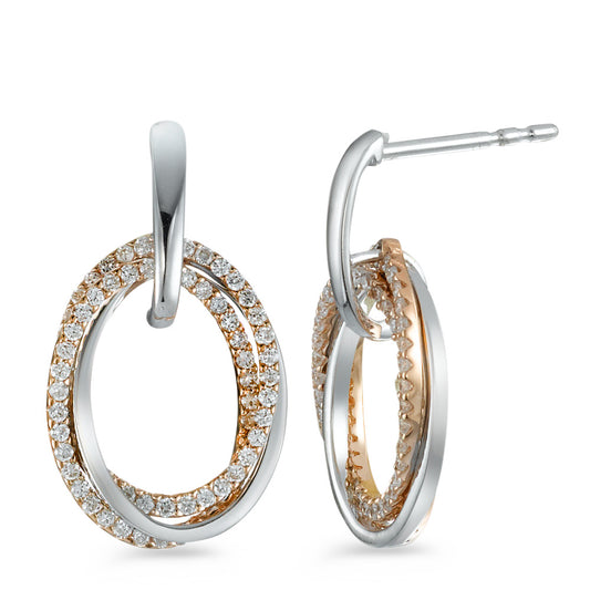 Orecchini Oro rosso 750/18 carati, Oro bianco 750/18 carati Diamante 0.44 ct, 118 pietra, [Brillant], w-si