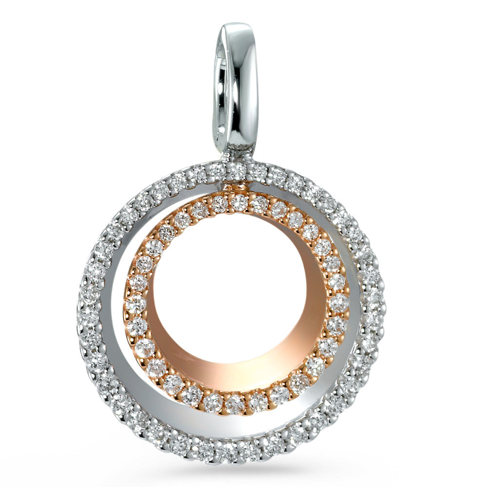 Pendentif Or rouge 18K, Or blanc 18K Diamant 0.37 ct, 70 Pierres, brillant, w-si Ø17 mm