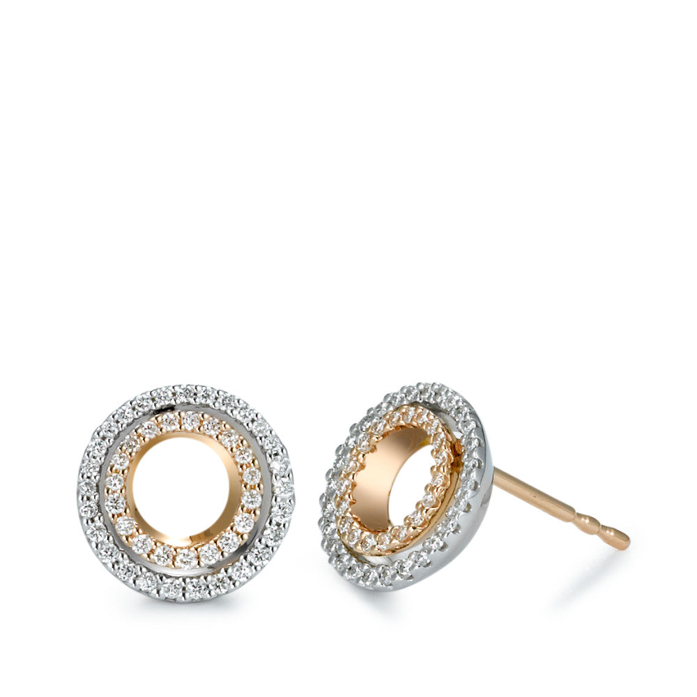 Orecchini a bottone Oro rosso 750/18 carati, Oro bianco 750/18 carati Diamante 0.32 ct, 92 pietra, [Brillant], w-si Ø10 mm