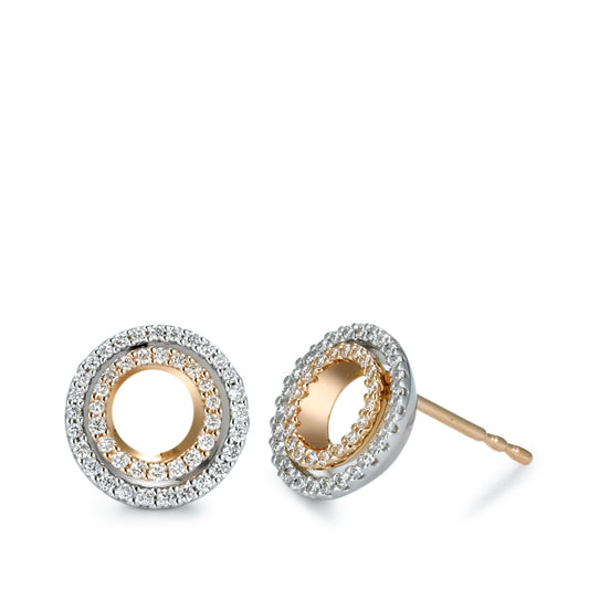 Clous d'oreilles Or rouge 18K, Or blanc 18K Diamant 0.32 ct, 92 Pierres, brillant, w-si Ø10 mm