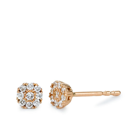 Clous d'oreilles Or rouge 18K Diamant 0.16 ct, 18 Pierres, brillant, w-si Ø4.5 mm