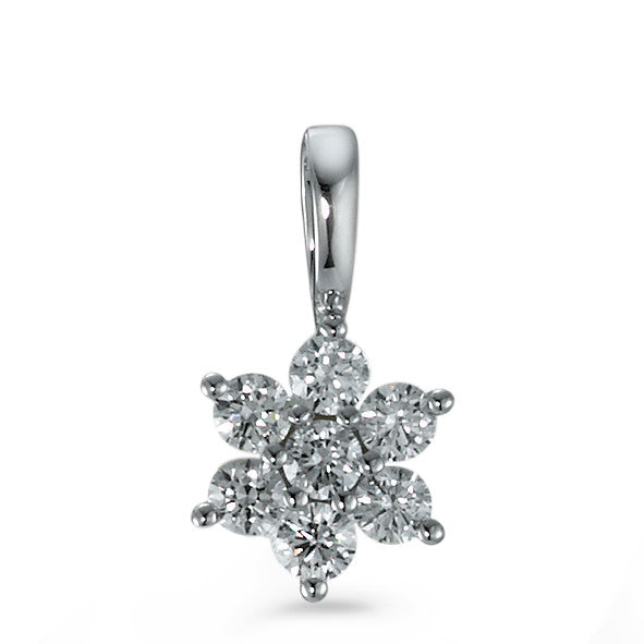 Pendentif Or blanc 18K Diamant 0.24 ct, 7 Pierres, brillant, w-si Fleur Ø7 mm