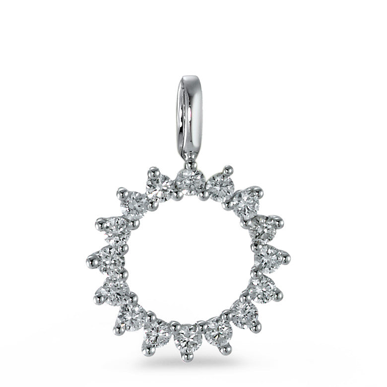 Pendentif Or blanc 18K Diamant 0.25 ct, 16 Pierres, brillant, w-si Ø11 mm