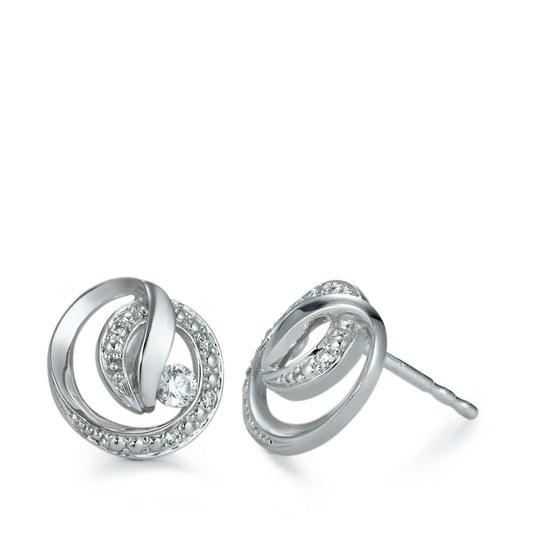 Clous d'oreilles Or blanc 9K Zircone 10 Pierres Ø10 mm