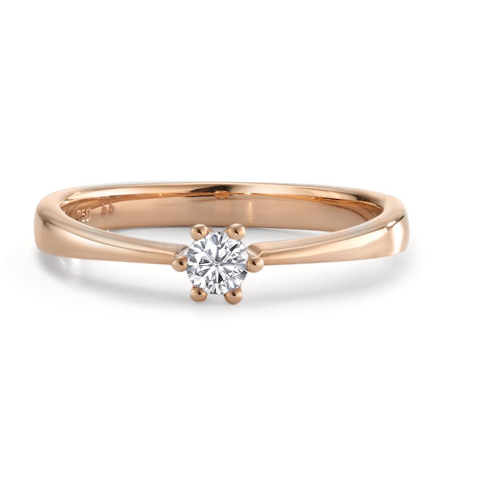 Bague solitaire Or rouge 18K Diamant 0.15 ct, brillant, w-si