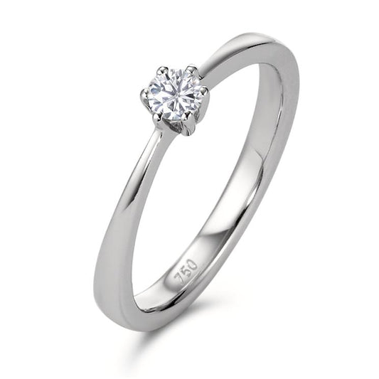 Solitär Ring 750/18 K Weissgold Diamant 0.15 ct, Brillantschliff, w-si