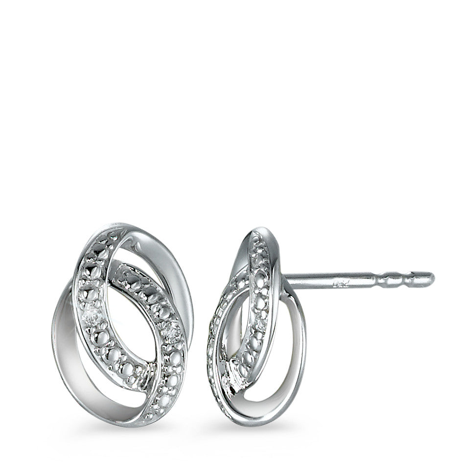 Clous d'oreilles Or blanc 18K Diamant 0.02 ct, 4 Pierres, brillant, p1