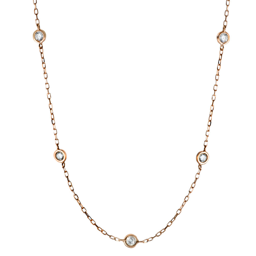 Collier 750/18 K Rotgold Zirkonia 5 Steine