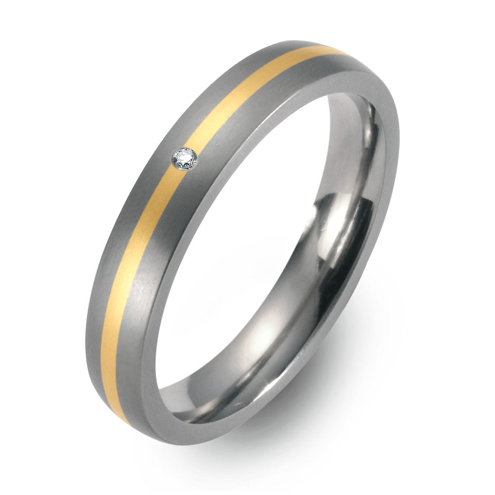 Partnerring Titan, 750/18 K Gelbgold Diamant 0.02 ct