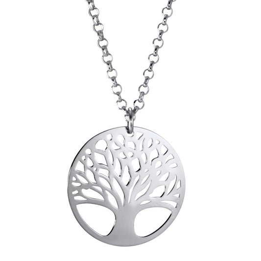 Chaînette avec pendentif Argent Rhodié Arbre de la vie 42-45 cm Ø20 mm