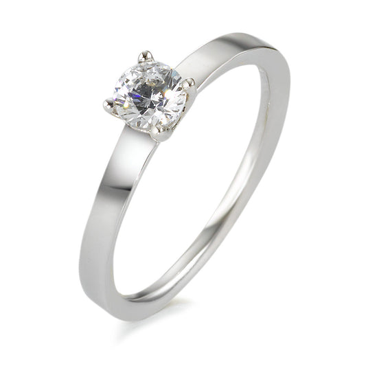 Bague solitaire Argent Zircone Rhodié