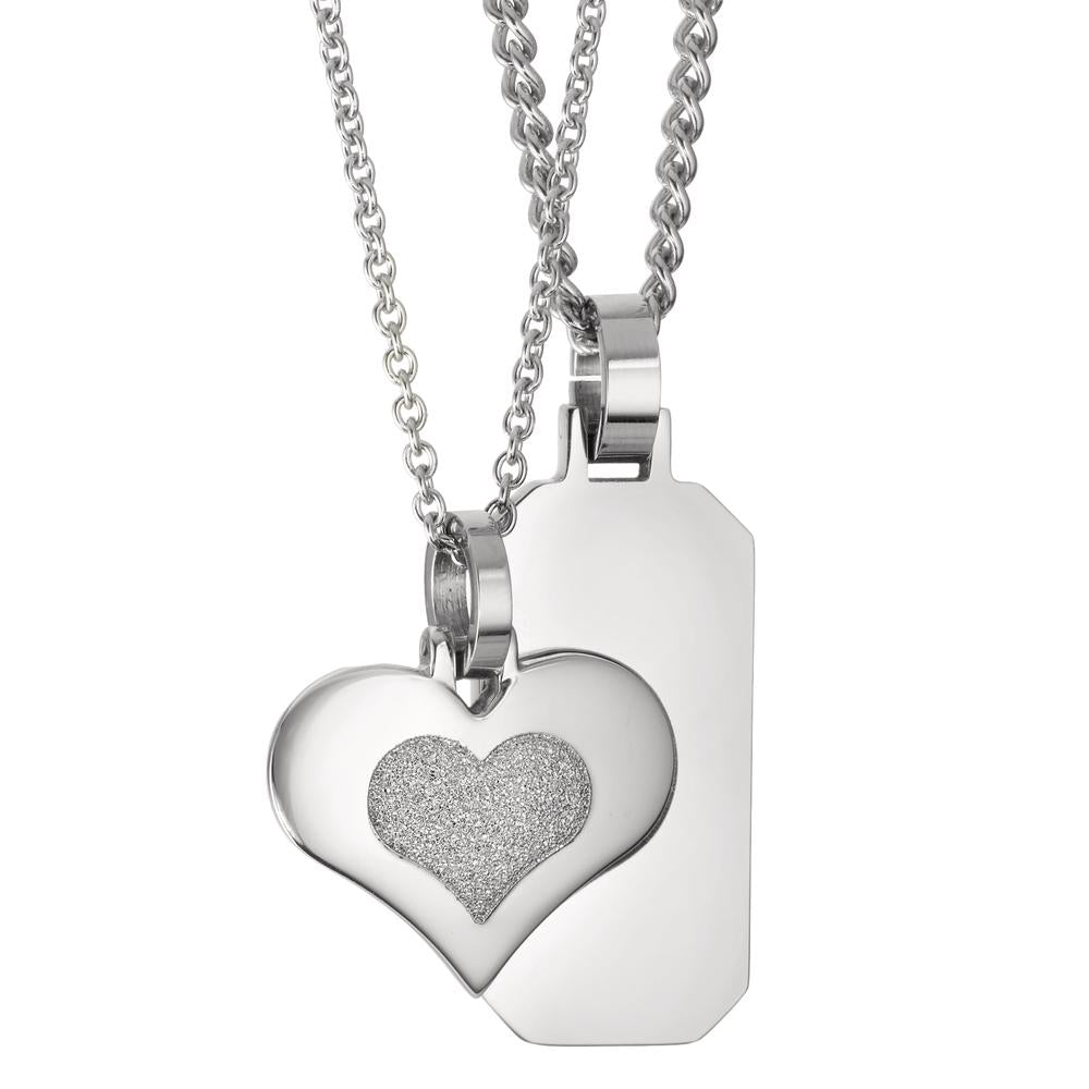 Chaînette avec pendentif Acier inoxydable Coeur 39-45 cm Ø22 mm