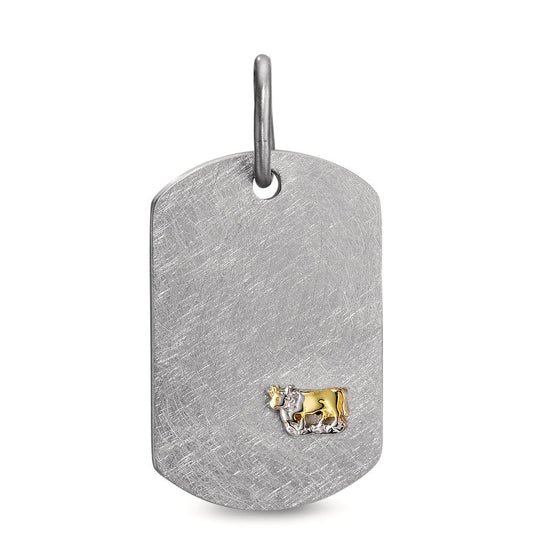 Pendentif avec gravure Acier inoxydable, Argent Vache