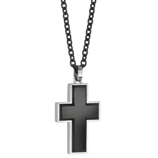 Chaînette avec pendentif Acier inoxydable PVD Croix 50 cm