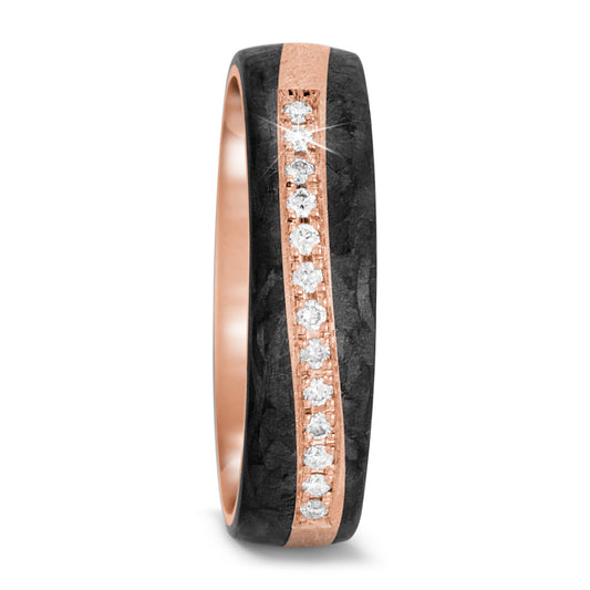 Partnerring 585/14 K Rosegold, Carbon Diamant 0.091 ct, 13 Steine, tw-si