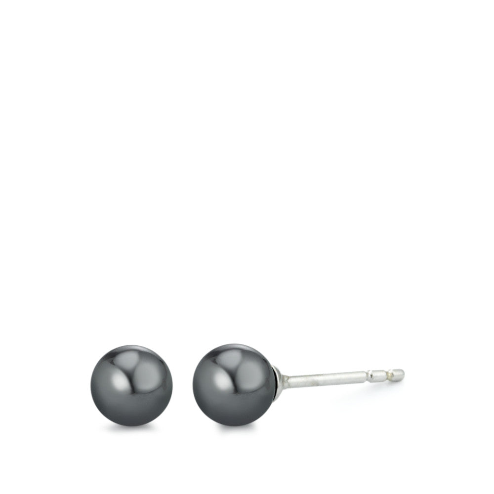 Clous d'oreilles Argent Hématite Ø5 mm