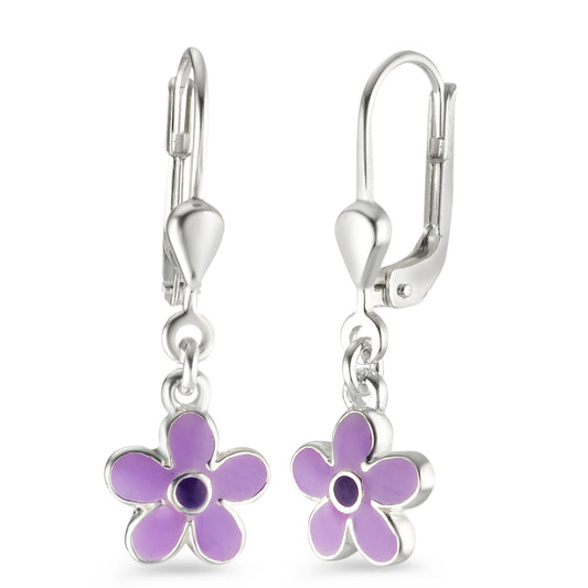 Pendant d'oreilles Argent Laqué Fleur