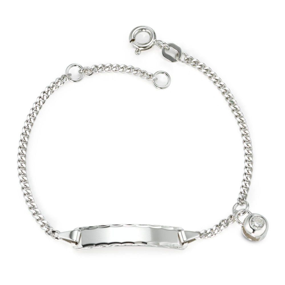 Bracciale con incisione Argento Zirconia 2 pietra rodiato 14-16 cm