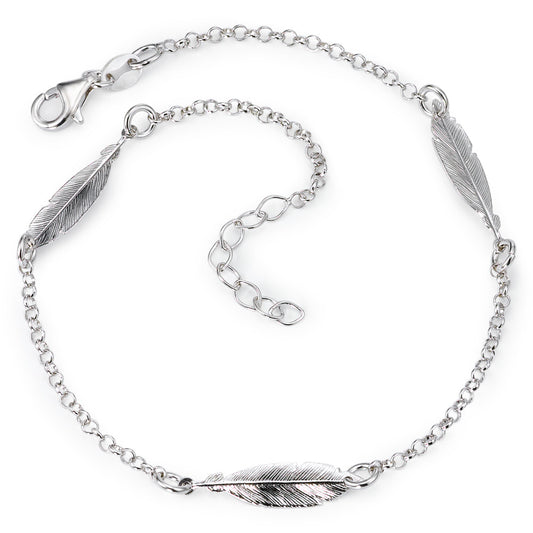 Chaînette de cheville Argent Rhodié Plume 22.5-25 cm