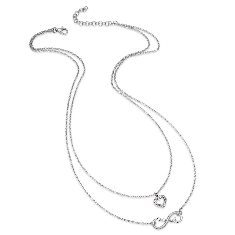 Collana Argento Zirconia 12 pietra rodiato Cuore 40-45 cm