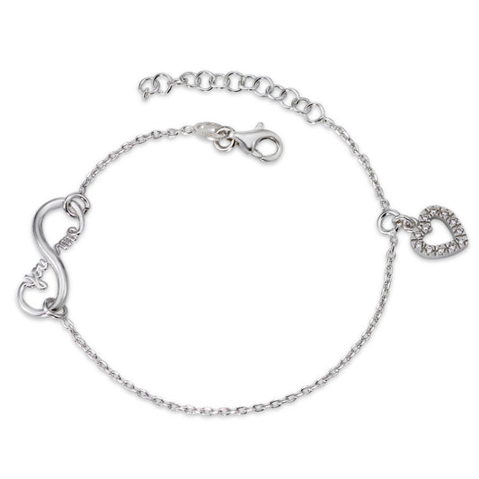 Bracciale Argento Zirconia 12 pietra rodiato Cuore 16-19 cm