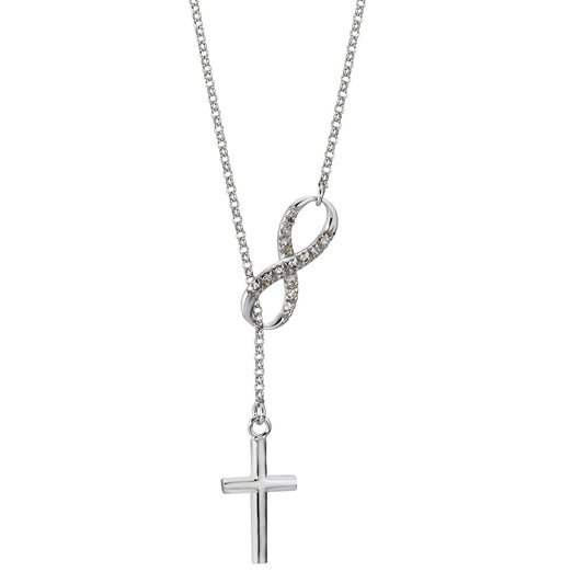 Chaînette avec pendentif Argent Zircone Rhodié Croix 46 cm