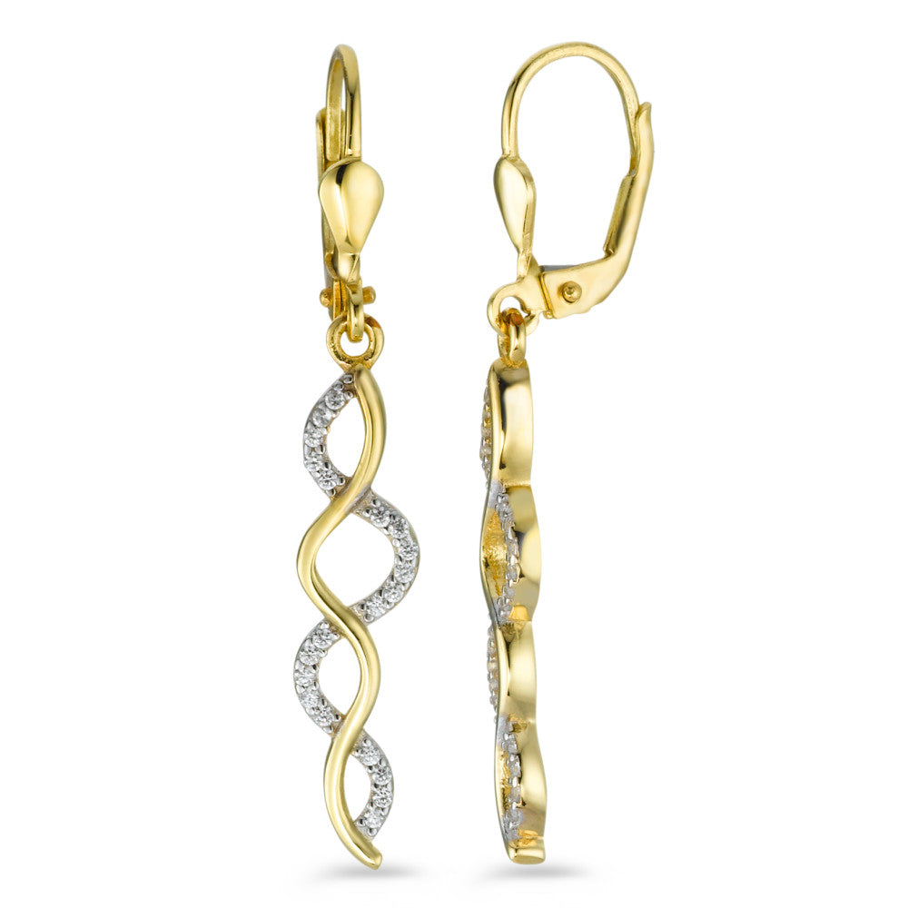 Pendant d'oreilles Or jaune 9K Zircone 40 Pierres