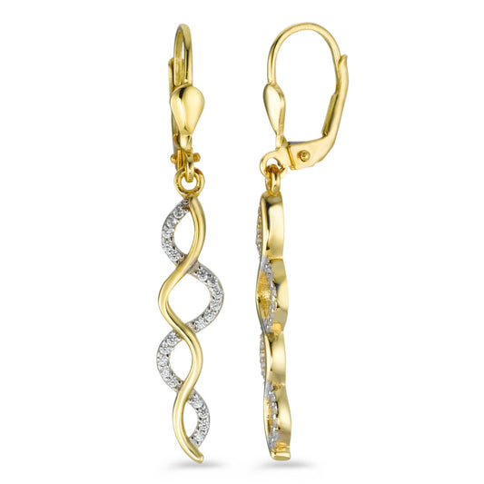 Pendant d'oreilles Or jaune 9K Zircone 40 Pierres