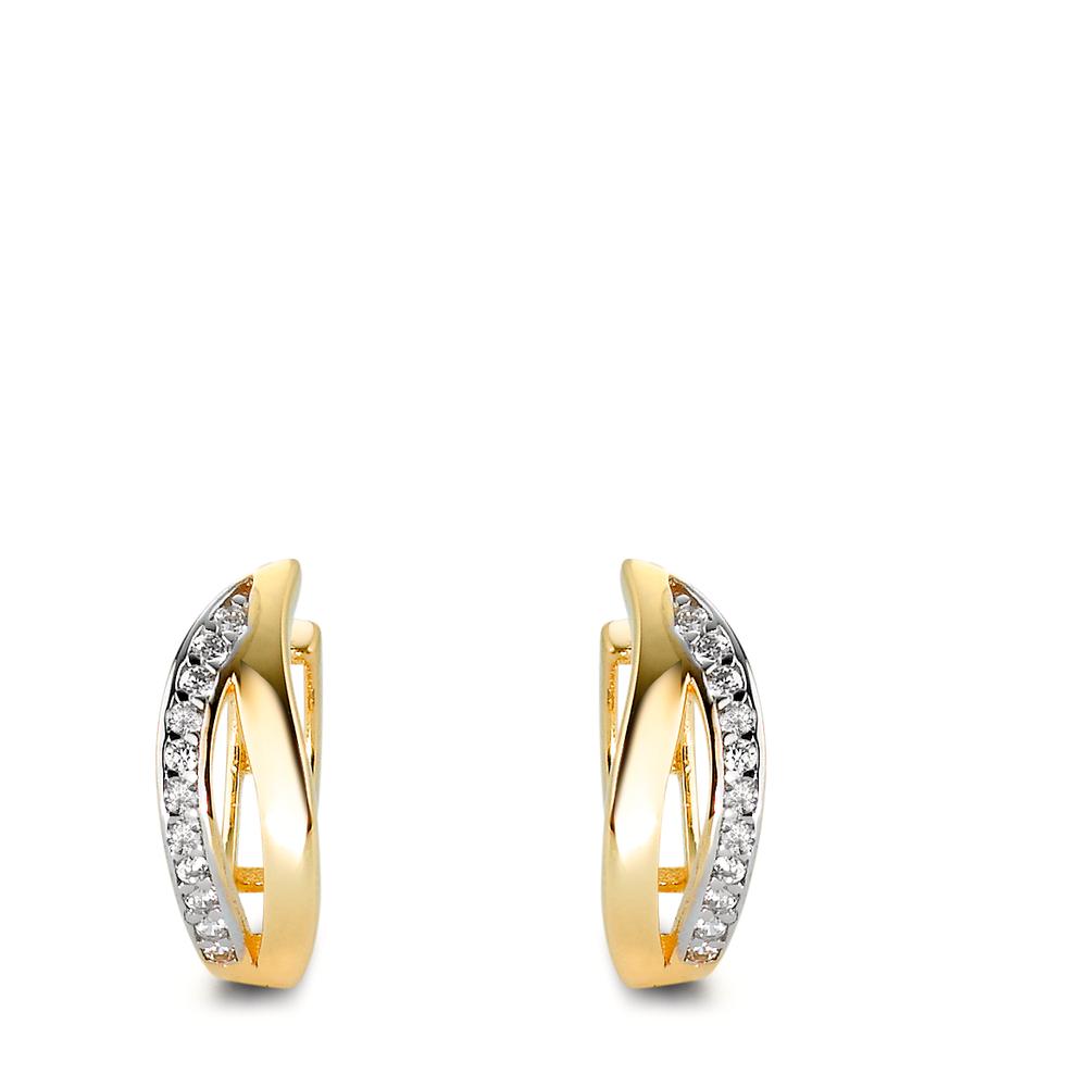 Orecchini circolari Oro giallo 375/9K Zirconia 22 pietra bicolore