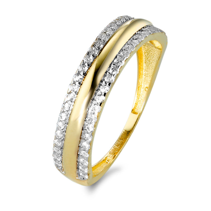 Bague Or jaune 9K Zircone 50 Pierres