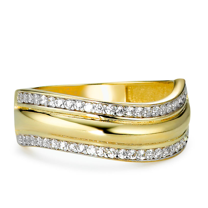 Bague Or jaune 9K Zircone 46 Pierres