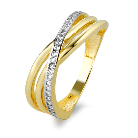 Bague Or jaune 9K Zircone 33 Pierres