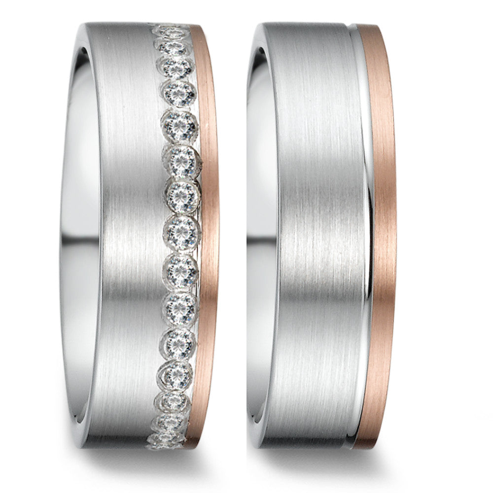 Partnerring Silber Zirkonia rosé vergoldet