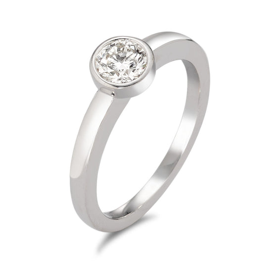 Bague solitaire Or blanc 18K Diamant 0.50 ct, tw-si, GIA Ø6 mm