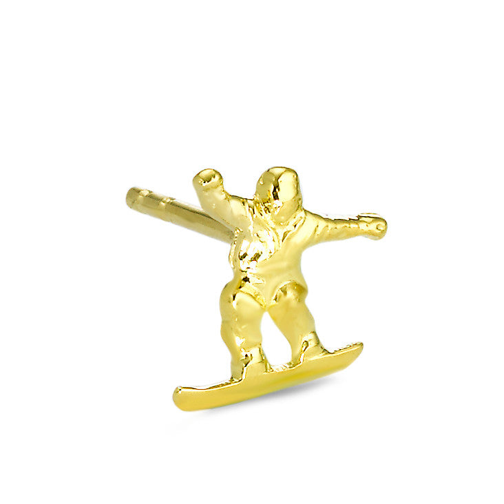 Orecchini a bottone 1 pz Oro giallo 750/18 carati Snowboarding