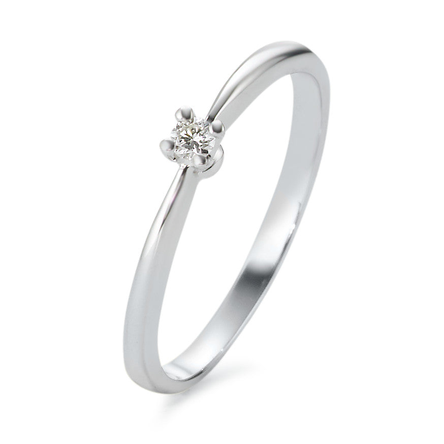 Bague solitaire Or blanc 18K Diamant 0.05 ct, tw-vsi